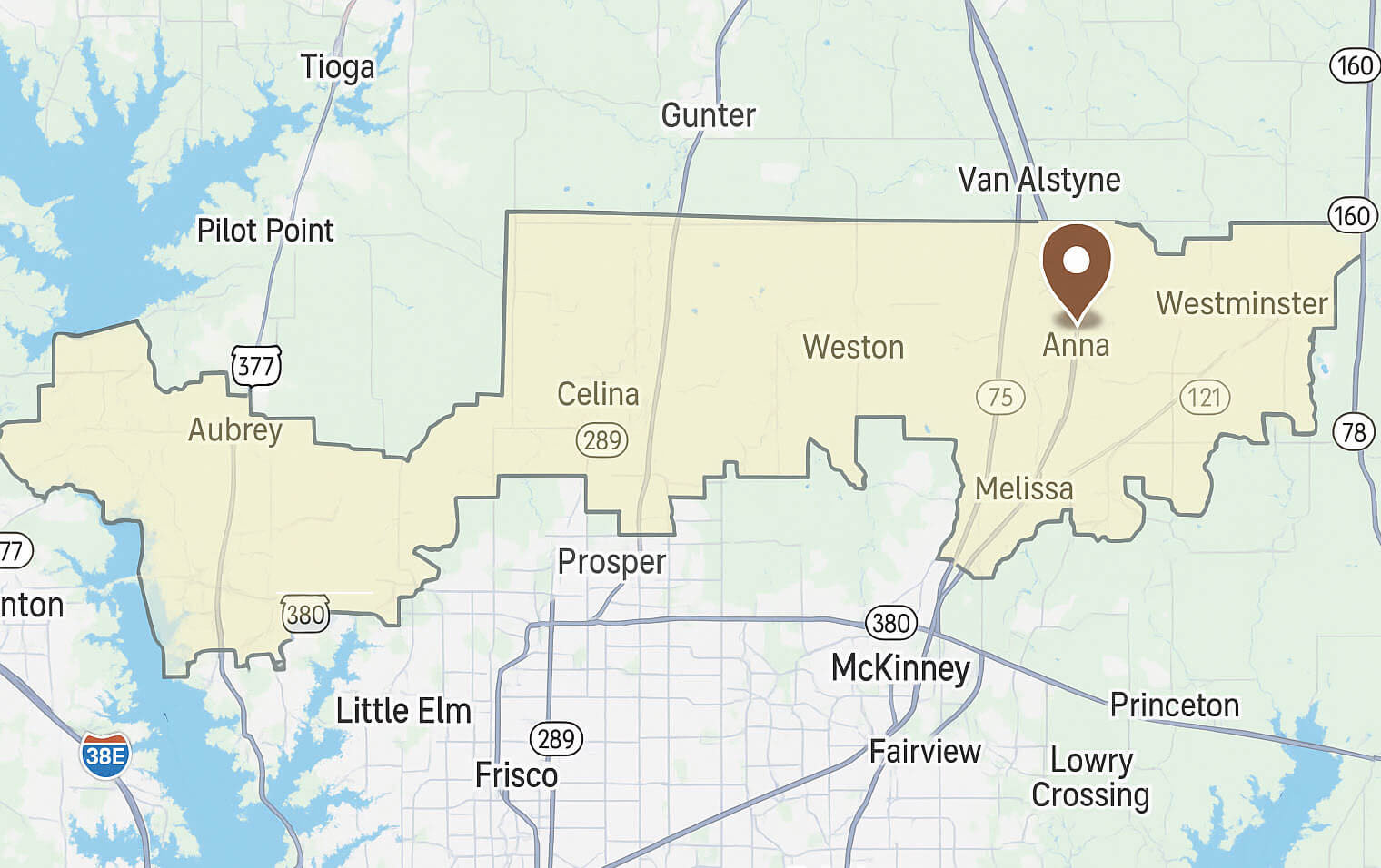  Anna, TX HVAC service map coverage